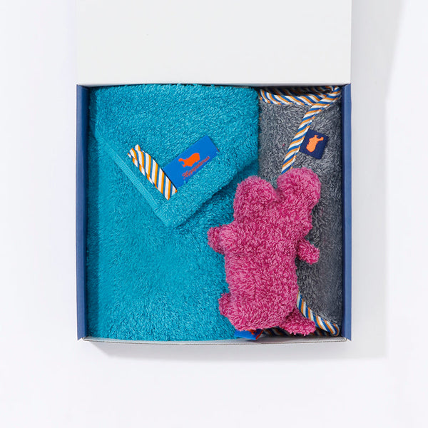 Hippopotamus 出産祝いギフトセット ベビーコレクションギフト – ループ付きタオル×1 / スタイ×1